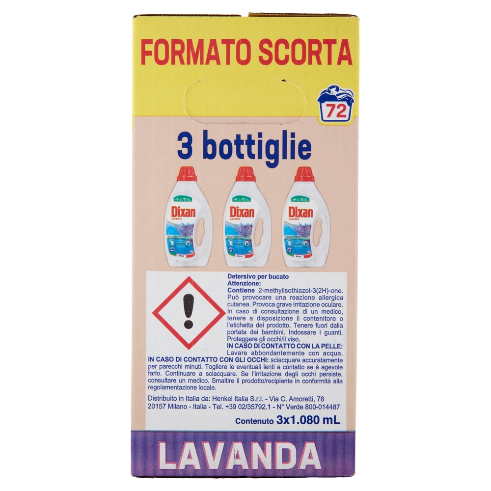 DIXAN Liquido Lavanda 3x24=72 Lavaggi 3 x 1.080 ml